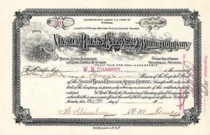 Nevada Hills Extension Mining Co. - Stock Certificate