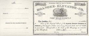 Roanoke Elevator Co of Elkhorn - Stock Certificate