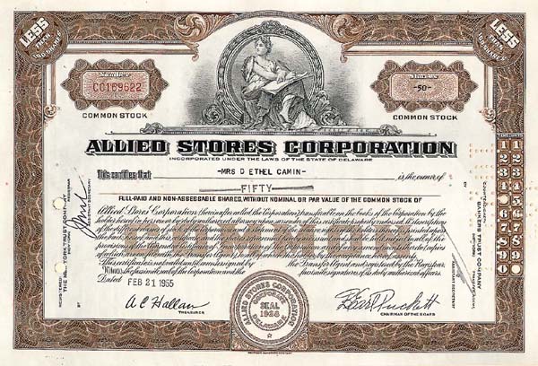 Allied Stores Corporation - Stock Certificate