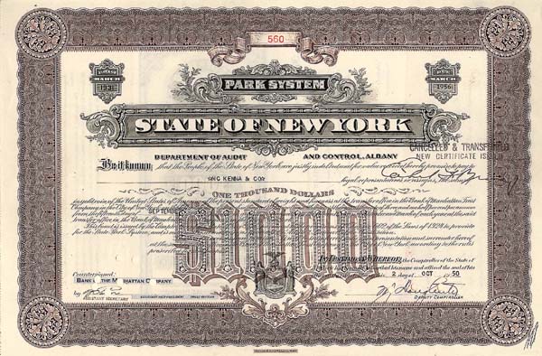 State of New York - Park System Bond