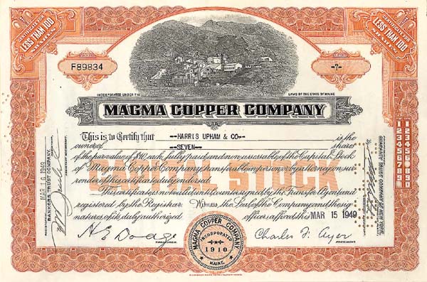 Magma Copper - Stock Certificate