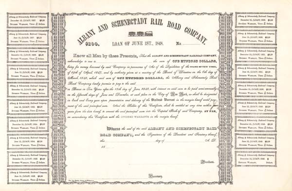 Albany and Schenectady Railroad - Bond