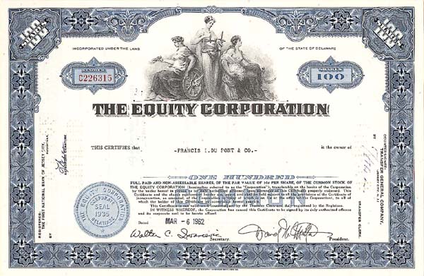 Equity Corporation - Stock Certificate