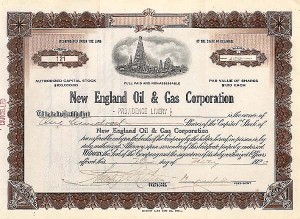 New England Oil and Gas Corp - Stock Certificate