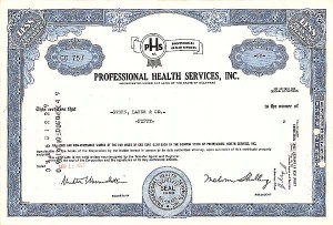 Professional Health Services, Inc - Stock Certificate