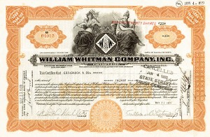 William Whitman Co., Inc - Stock Certificate