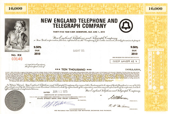 New England Telephone and Telegraph Co. - Bond