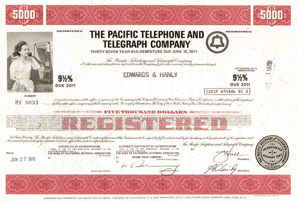 Pacific Telephone and Telegraph Co. - Bond