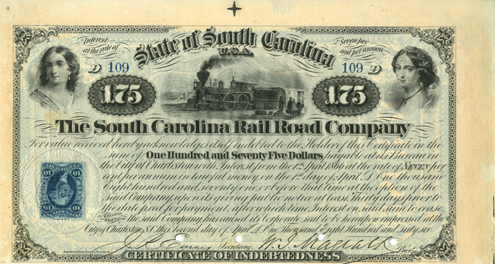 South Carolina Rail Road Co. - $175 Bond