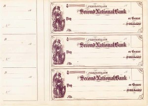 Second National Bank - Sheet of 3 Checks