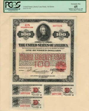 $100 3rd Liberty Loan Bond - Extremely Rare - May 9, 1918