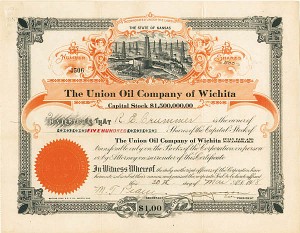 Union Oil Co. of Wichita, Kansas - Stock Certificate