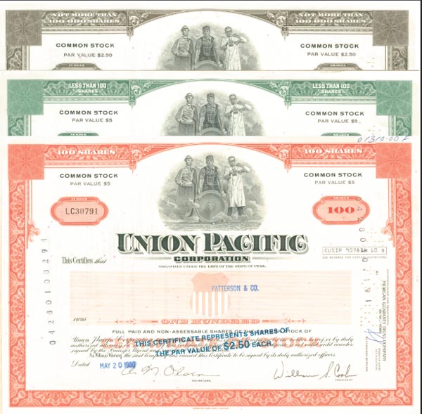 Utah Collectible Stocks - Union Pacific Corp