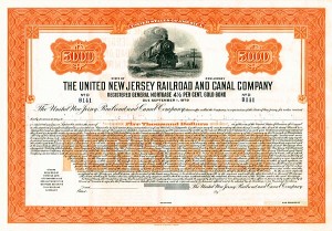 United New Jersey Railroad and Canal Co. - 1920's dated Unissued Railway Bond