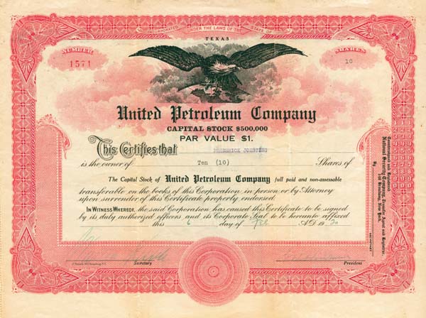 United Petroleum Co. - Stock Certificate