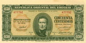 Uruguay - 50 Centesimos - P-34 - 1939 dated Foreign Paper Money