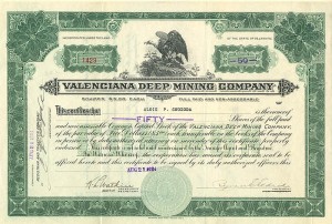 Valenciana Deep Mining Co. - Stock Certificate