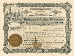 Westmoreland-Coalinga Oil Co. - Stock Certificate